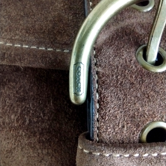 COACH Vintage Rare Brown Suede Fringe Saddlebag Crossbody Nwot 5484 Limited Edit - Picture 3 of 16